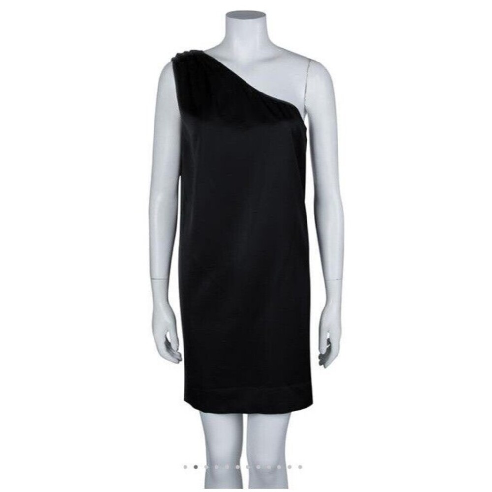 Stella McCartney One Shoulder Black Satin Mini Holiday Party Dress  Size 4